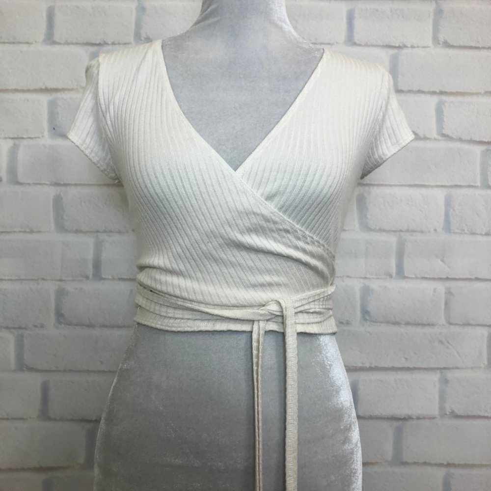 Reformation Cream Wrap Top